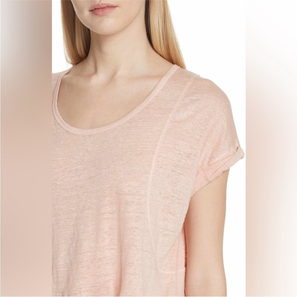 RAG & BONE Lottie Slub Knit Linen Tee – Pale Pink Peach – Raw Hem – XS - Picture 9 of 15